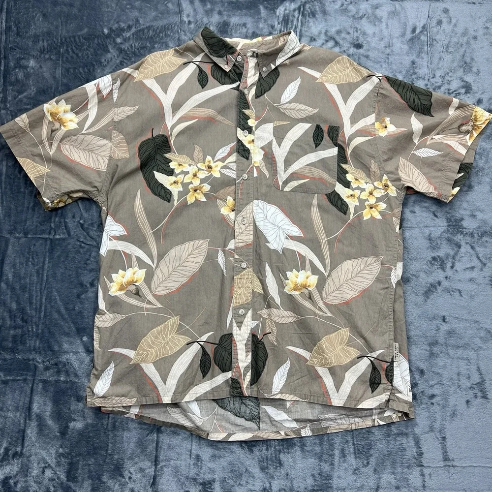 Vintage Ralph Lauren Chaps 90's Hawaiian Button Up Men's XL Floral‎ 100% Cotton